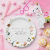 Elegant Tuin Bloemen Waterverf Baby shower Papieren Bordje (Feest)