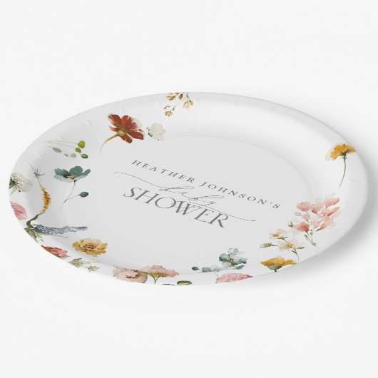 Elegant Tuin Bloemen Waterverf Baby shower Papieren Bordje (Gekanteld)