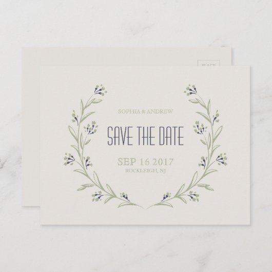 Elegant tuin Floral rustige bruiloft met uitzonder Aankondigingskaart (Voorkant / Achterkant)