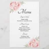 Elegant Tuin Rozen Roze Floral Wedding Menu (Voorkant)