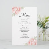 Elegant Tuin Rozen Roze Floral Wedding Menu (Staand voorkant)