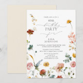 Elegant Tuinbloemen Waterverf 60e Verjaardag Kaart (Voorkant / Achterkant)