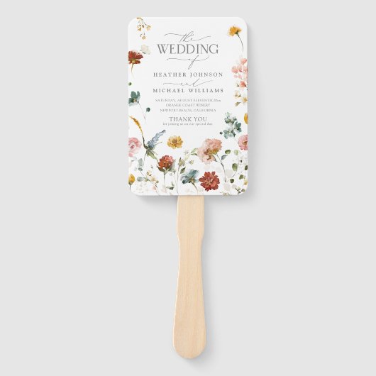 Elegant Tuinbloemen Waterverf Bloemen Programma Handwaaier (Voorkant)