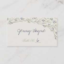 Elegant tuinbloemetjes voor een rustige bruiloft plaatskaartje