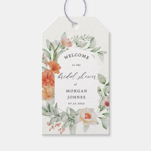 Elegant Tuinfeest Bloemrijke Bruidsdouche Cadeaulabel (Voorkant)