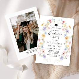 Elegant Tuinfeest met Wilde Bloemen Afstudeerfeest Kaart