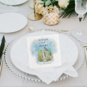 Elegant tuinhuisje   bloemen duiven Bruiloft Luxe Servet