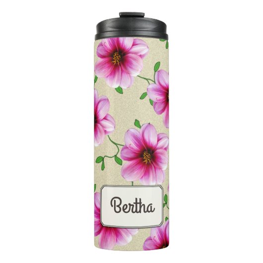 Elegant Tuinroze Bloem Botanische benaming Thermosbeker (Voorkant)