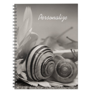 Elegant tuinslakken op Gerbera Daisy met naam Notitieboek