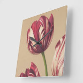 Elegant  Tulip Art Floral Wall Clock Vierkante Klok (Hoek)