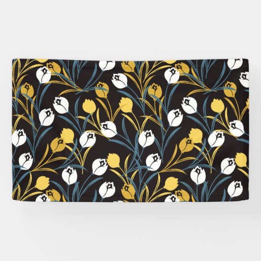 Elegant Tulip Floral Pattern  Spandoek (Horizontaal)