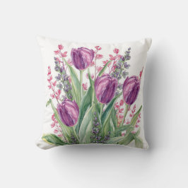 Elegant Tulip Flowers Pattern,Purple Stripes Kussen