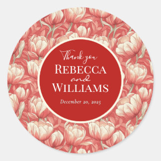 Elegant Tulip Sparkle Seaside Wedding Ronde Sticker