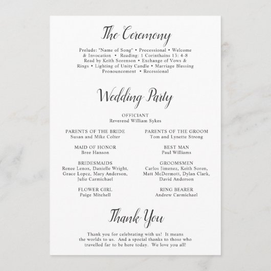 Elegant Tulips Blush Pink Floral Wedding Programmakaart (Achterkant)