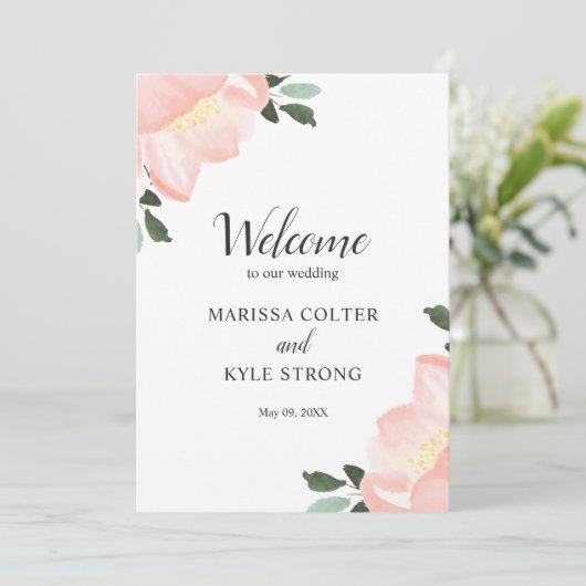 Elegant Tulips Blush Pink Floral Wedding Programmakaart (Staand voorkant)