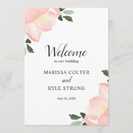 Elegant Tulips Blush Pink Floral Wedding Programmakaart