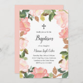 Elegant Tulips Floral Blush Pink Girl Baptisme Kaart (Voorkant / Achterkant)