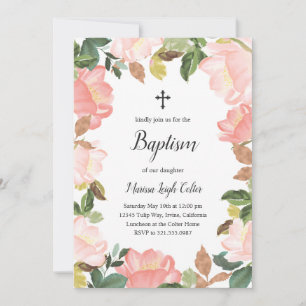 Elegant Tulips Floral Blush Pink Girl Baptisme Kaart
