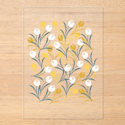 Elegant tulp bloemenpatroon acryl uitnodigingen (Voorkant)