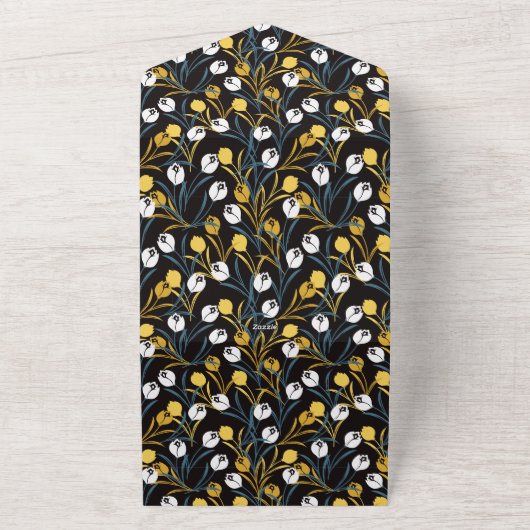 Elegant tulp bloemenpatroon all in one uitnodiging (Buitenkant)