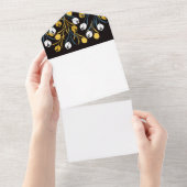 Elegant tulp bloemenpatroon all in one uitnodiging (Afscheurbaar)