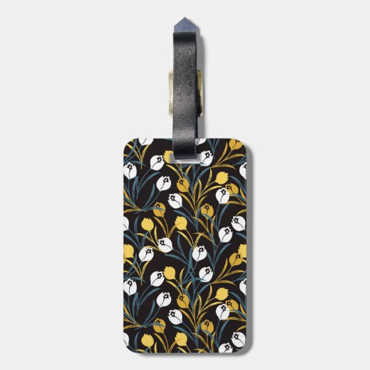 Elegant tulp bloemenpatroon bagagelabel (Achterkant verticaal)