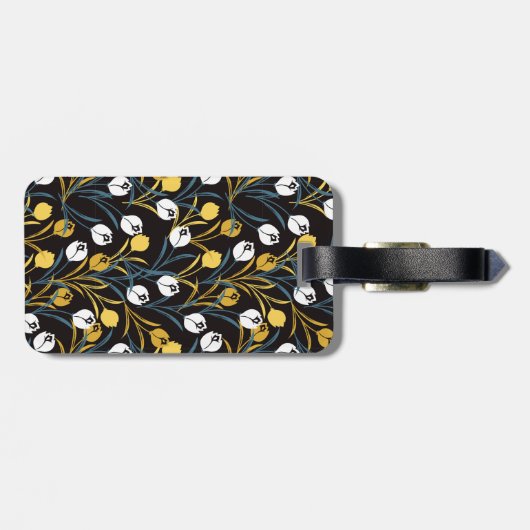 Elegant tulp bloemenpatroon bagagelabel (Achterkant horizontaal)