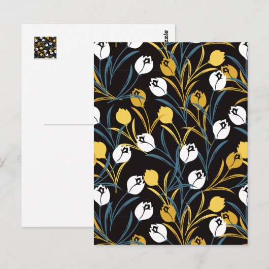 Elegant tulp bloemenpatroon briefkaart (Voorkant / Achterkant)