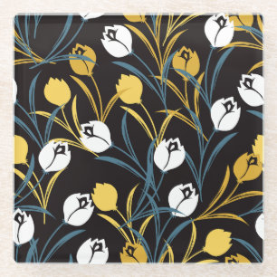 Elegant tulp bloemenpatroon glazen onderzetter