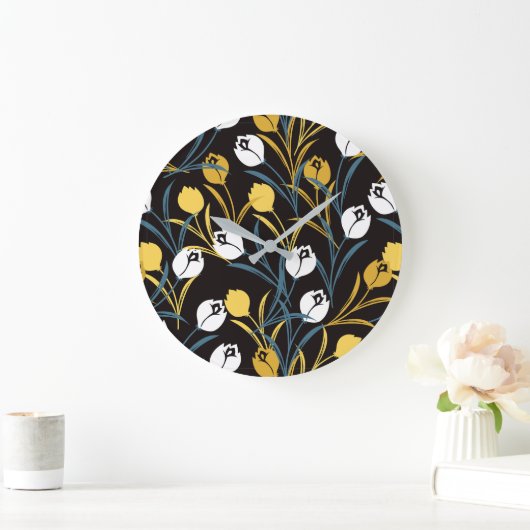 Elegant tulp bloemenpatroon grote klok (Huis)