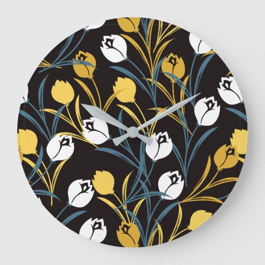 Elegant tulp bloemenpatroon grote klok (Voorkant)