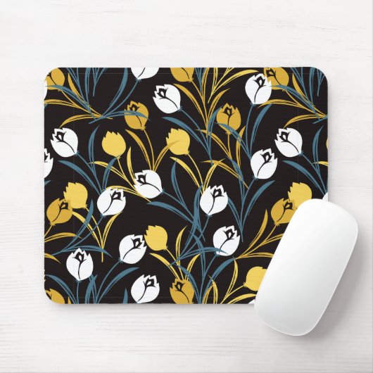 Elegant tulp bloemenpatroon muismat (Met muis)