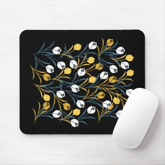 Elegant tulp bloemenpatroon muismat (Met muis)