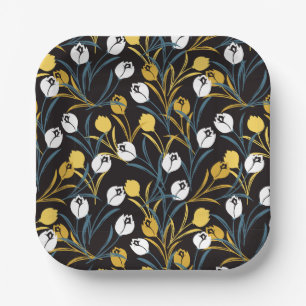Elegant tulp bloemenpatroon papieren bordje