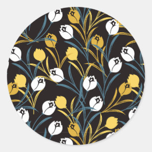 Elegant tulp bloemenpatroon ronde sticker