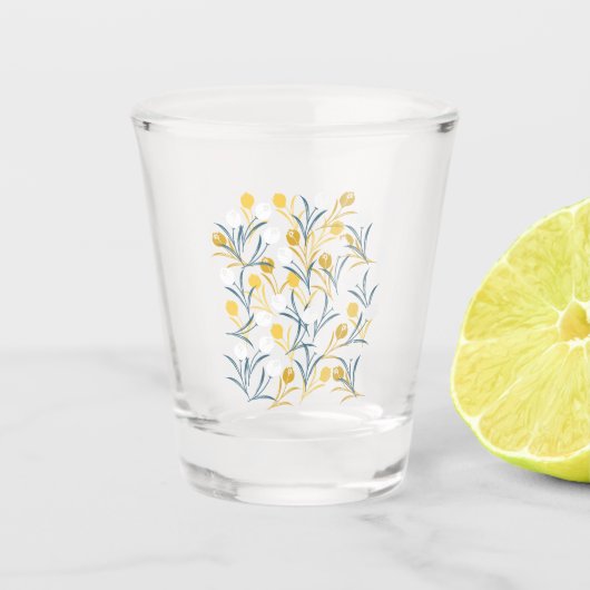 Elegant tulp bloemenpatroon shot glas (Voorkant)