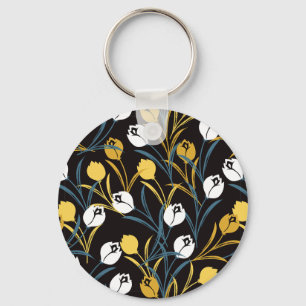 Elegant tulp bloemenpatroon sleutelhanger
