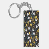 Elegant tulp bloemenpatroon sleutelhanger (Voorkant Links)