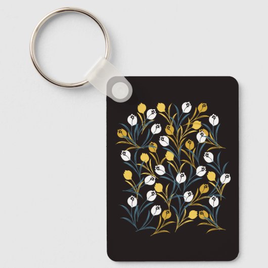 Elegant tulp bloemenpatroon sleutelhanger (Voorkant)