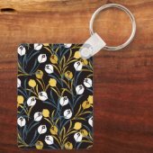 Elegant tulp bloemenpatroon sleutelhanger (Achterkant)