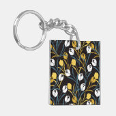 Elegant tulp bloemenpatroon sleutelhanger (Voorkant Links)