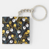 Elegant tulp bloemenpatroon sleutelhanger (Achterkant)