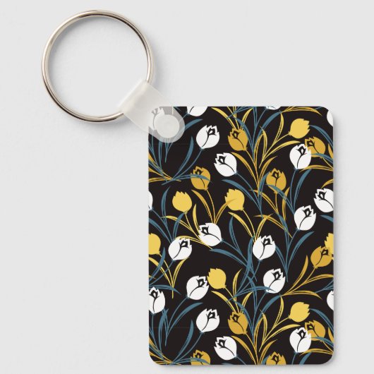 Elegant tulp bloemenpatroon sleutelhanger (Voorkant)