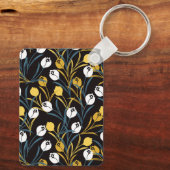 Elegant tulp bloemenpatroon sleutelhanger (Achterkant)