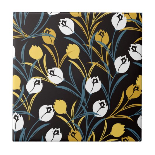 Elegant tulp bloemenpatroon tegeltje (Voorkant)