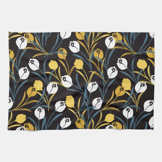 Elegant tulp bloemenpatroon theedoek (Horizontaal)