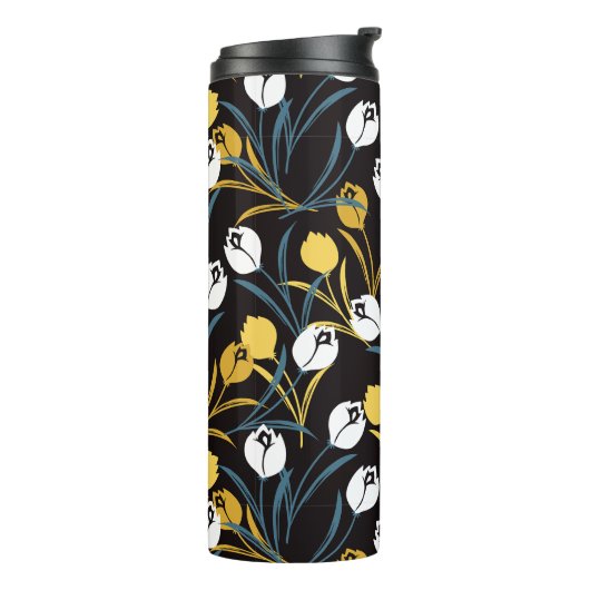 Elegant tulp bloemenpatroon thermosbeker (Gedraaid links)