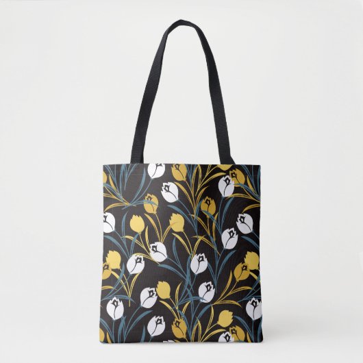 Elegant tulp bloemenpatroon tote bag (Voorkant)