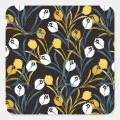 Elegant tulp bloemenpatroon vierkante sticker (Voorkant)