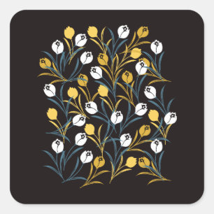 Elegant tulp bloemenpatroon vierkante sticker